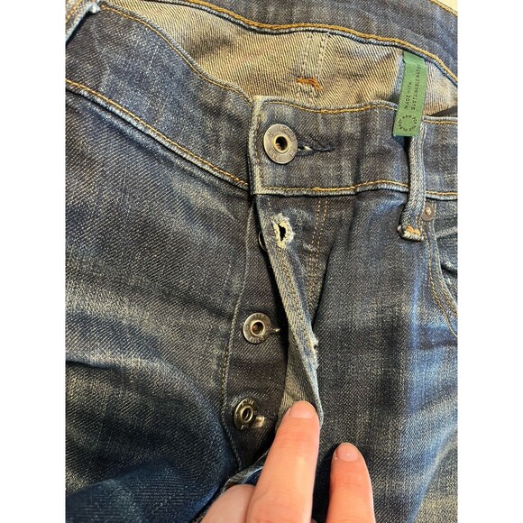 G Star Raw Jeans Men’s 36 X 38 Blue Dark Wash Straight Leg Button Fly Distressed - Picture 4 of 14